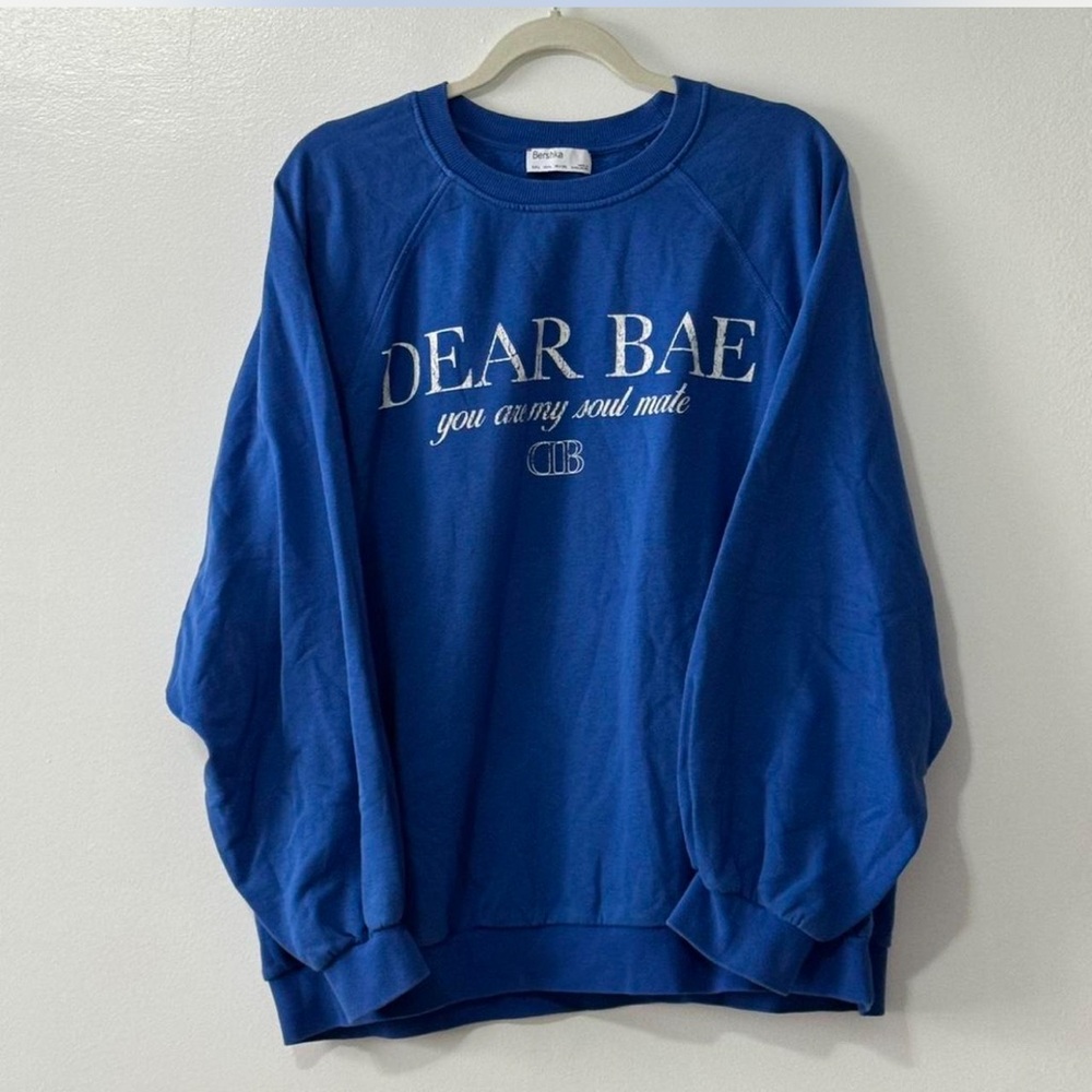 Bershka Blue Sweatshirt with Graphic Print